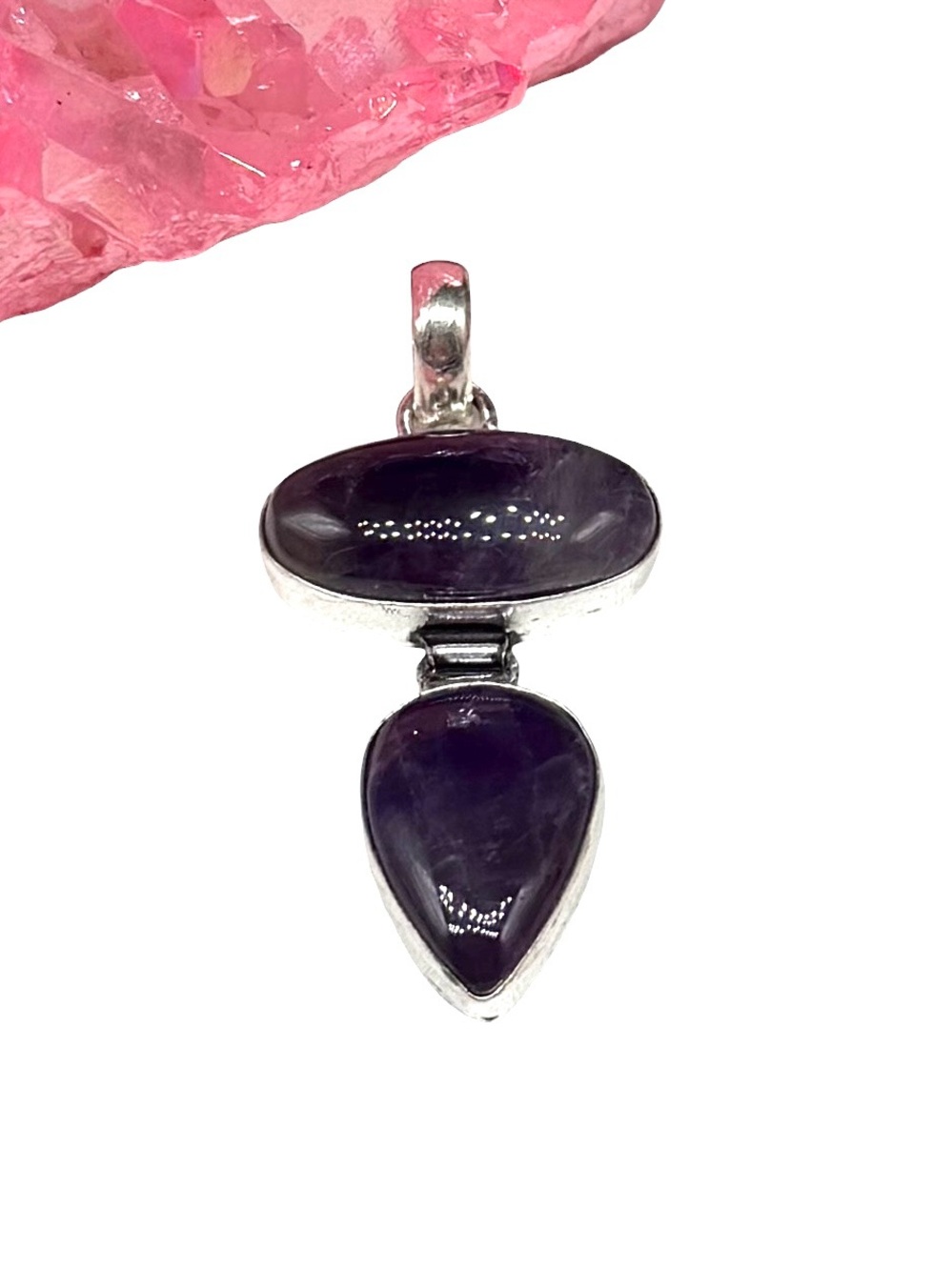 Amethyst Necklace Pendant 925 Sterling Silver Overlay